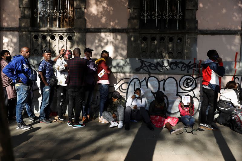 Migrants gather to regularize their migratory situation in COMAR, in Mexico City