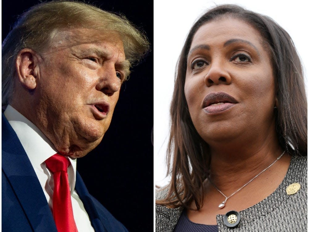 Donald Trump, left. Letitia James, right.