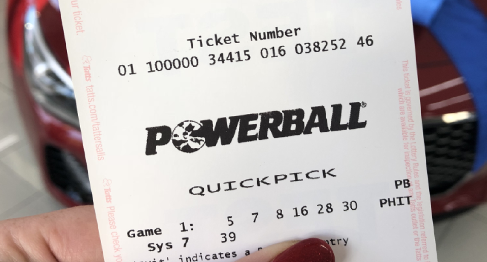 Close up of a Powerball ticket