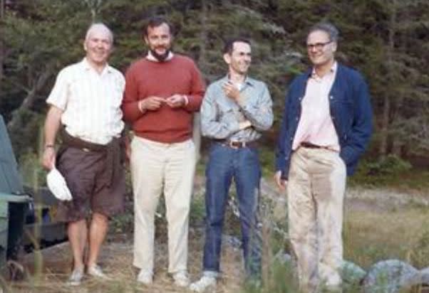 The author's dad (left), Philip Booth, Daniel Hoffman and Robert Lowell in the mid-1970s. 