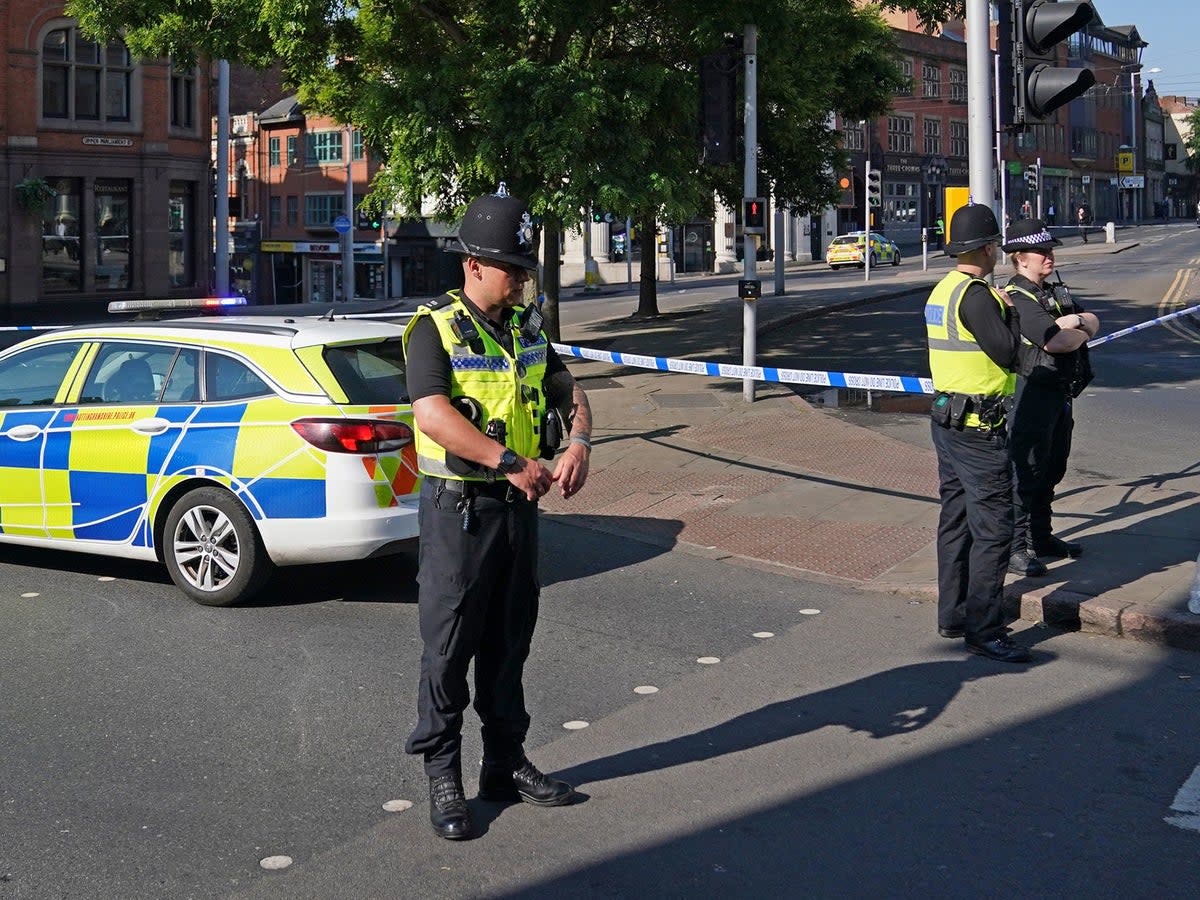 Police officers are stationed across several locations around Nottingham city centre (PA)