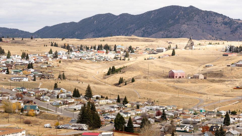 High Angle Overlook Walkerville Montana Downtown USA