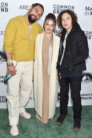 <p>Gregg DeGuire/Variety via Getty</p> Jason Momoa with daughter Lola and son Nakoa-Wolf