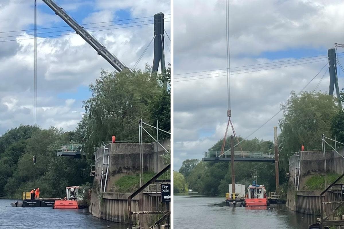 CHANGES: Kepax Bridge before and after the new section was lifted into place <i>(Image: Newsquest)</i>