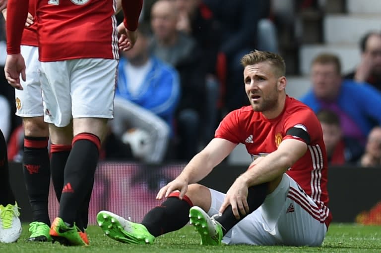 Defenders Luke Shaw (pictured) and Eric Bailly have added to United's defensive woes as they join Phil Jones, Chris Smalling and Marco Rojo on the sidelines