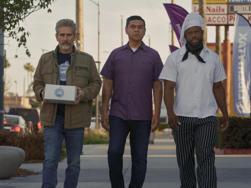 Minister Payne (Michael Imperioli), Julio (Chris Estrada) and Chef Percy Williams (Jamar Malachi Neighbors) in "This Fool" season two.