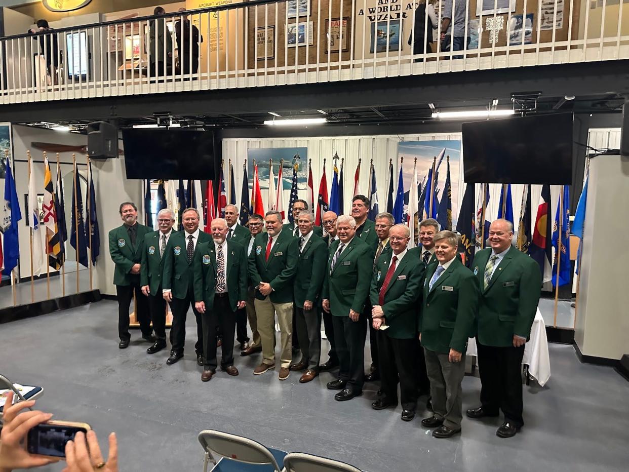 Airmen from the 596th Bomber Squadron reunited at the Air Force Armament Museum to reminisce on the 33rd anniversary of Operation Senior Surprise.