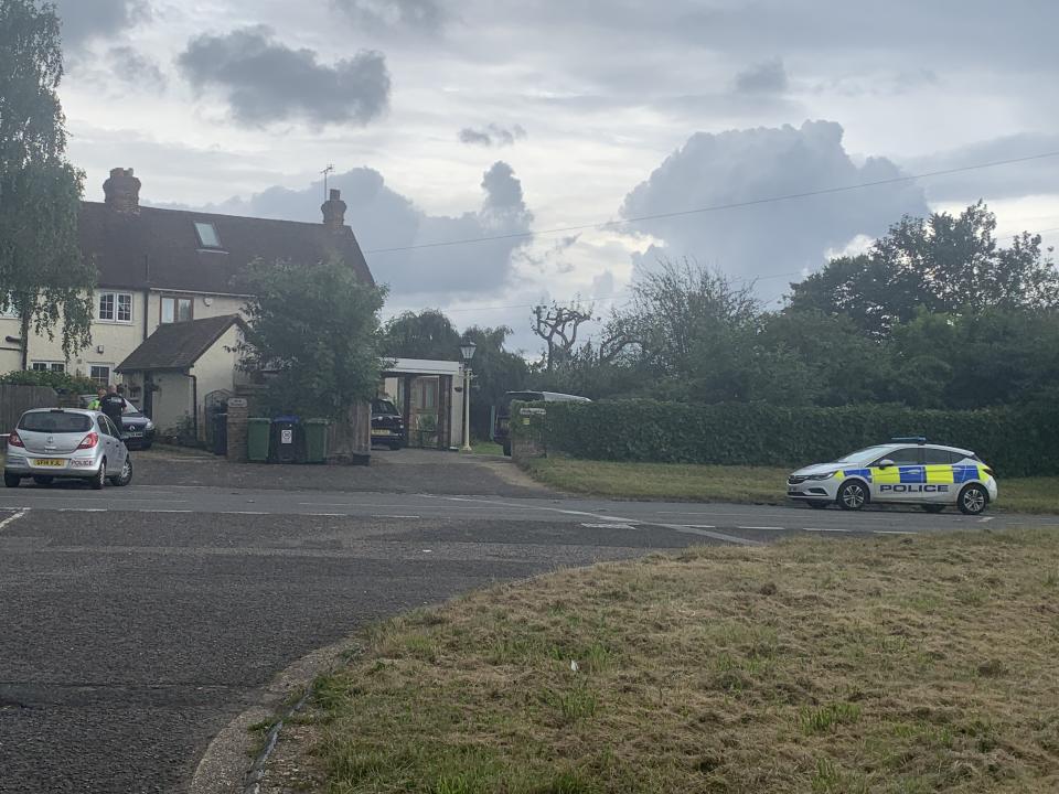 Police at the scene in Stoke Poges on Monday night. (Yahoo News UK)