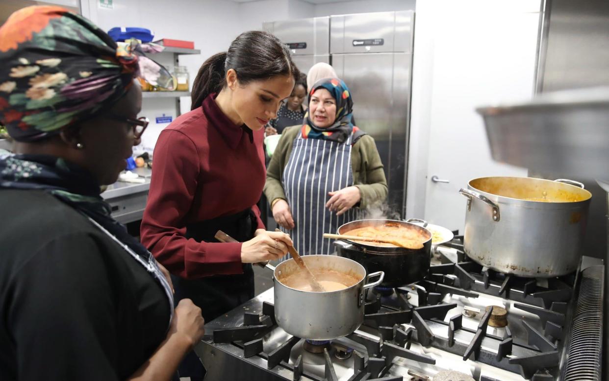 Meghan, Duchess of Sussex at the Hubb Community Kitchen at Al Manaar mosque. It said it had been on the record as 'rejecting and condemning extremism and terrorism' - Getty Images Europe