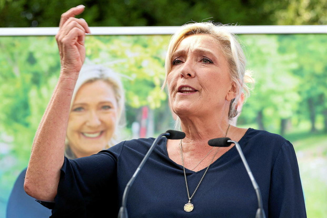 Marine Le Pen, ex-candidate à l'élection présidentielle et présidente du groupe RN à l'Assemblée nationale, le 10 septembre 2023.  - Credit:François Lo Presti/AFP