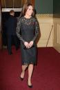 <p>At the Festival of Remembrance at Royal Albert Hall in a black lace Dolce & Gabbana dress and Jimmy Choo pumps.</p>