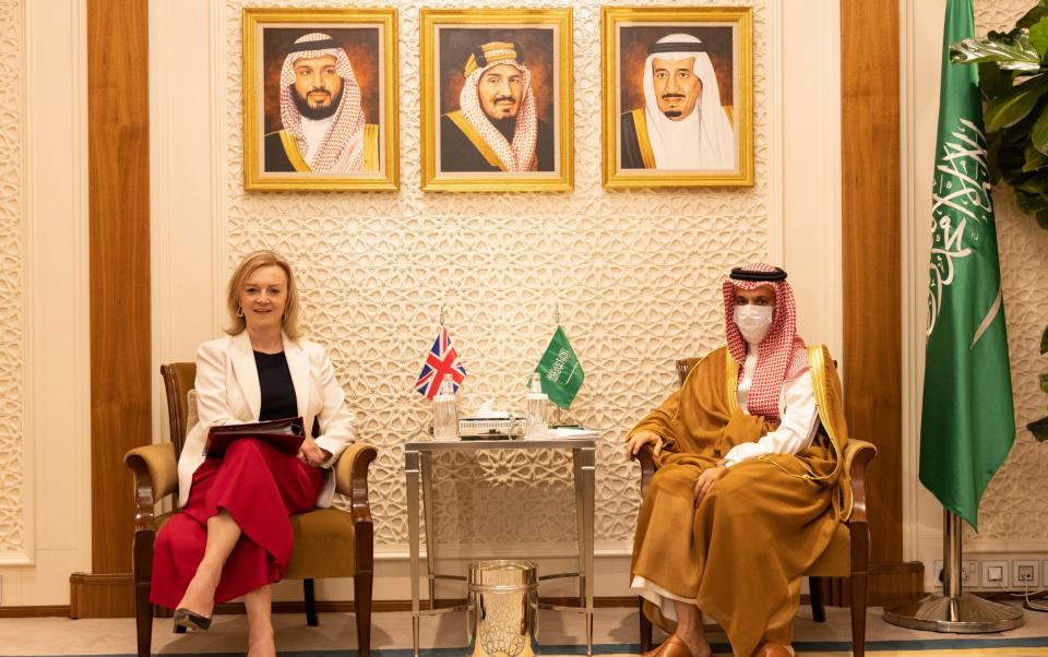 Liz Truss meets Faisal bin Farhan Al Saud, the Saudi minister for foreign affairs, at a meeting in Riyadh - Simon Dawson No 10 Downing Street