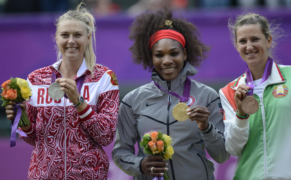 Serena Williams於2012倫敦奧運決賽再度擊敗Maria Sharapova摘金，完成生涯金滿貫。(Photo by EMPICS Sport - PA Images via Getty Images)