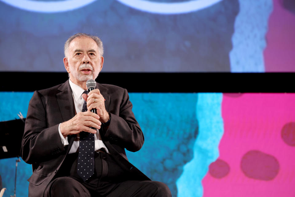 TAORMINA, ITALY - JUNE 26: Director Francis Ford Coppola is seen on stage during the Taormina Film Fest 2022 Opening Ceremony on June 26, 2022 in Taormina, Italy. (Photo by Daniele Venturelli/Daniele Venturelli / Getty Images)