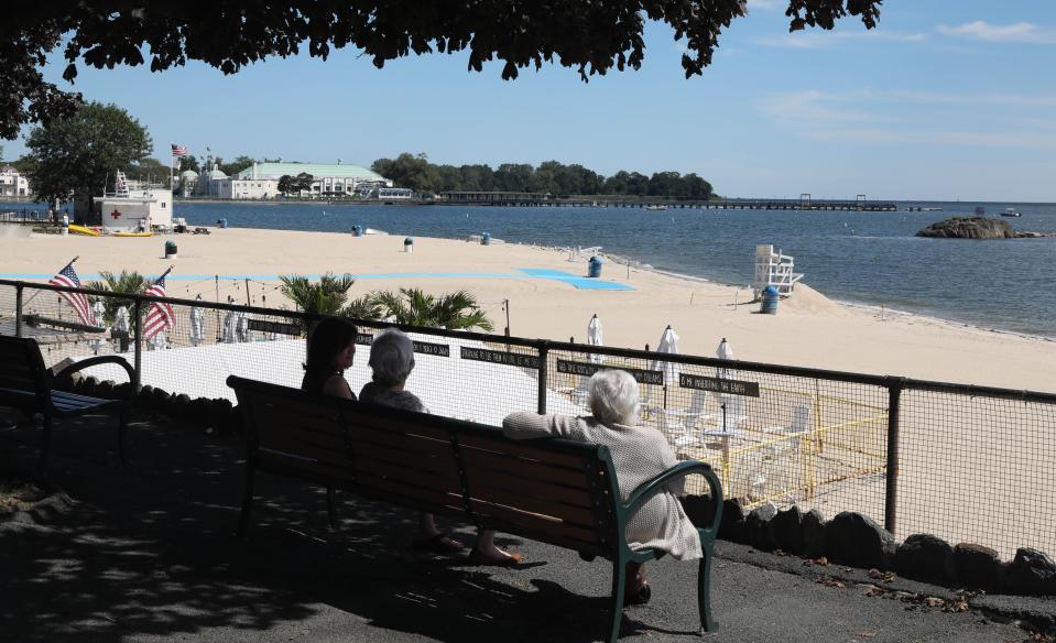 A view of the empty Oakland Beach at Rye Town Park in Rye, due to bacteria in the water, pictured Aug., 31, 2023.