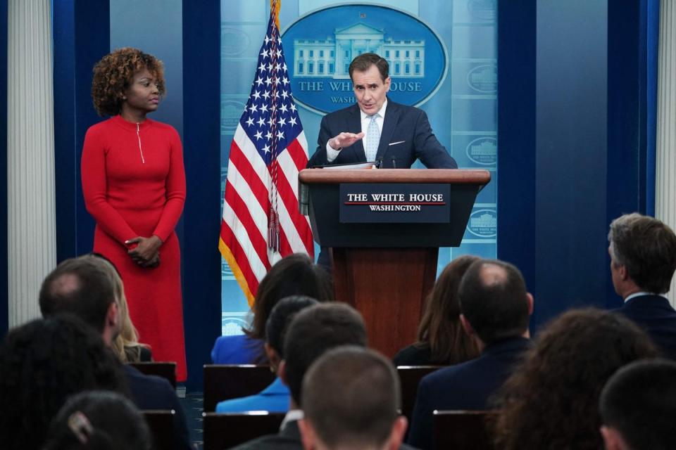 John Kirby, National Security Council Coordinator for Strategic Communications, speaking at a White House briefing on Monday (AFP via Getty Images)