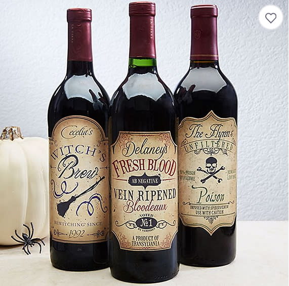 Vintage Halloween Wine Bottle Labels. Image via Bed Bath and Beyond