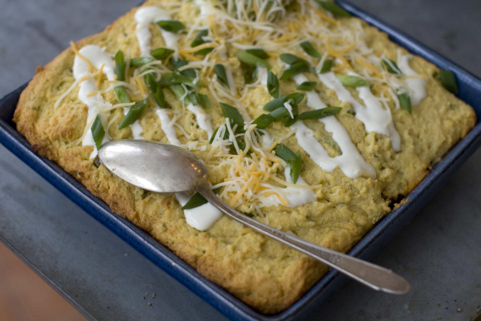 This Jan. 6, 2014 photo shows chili cornbread pie in Concord, N.H. (AP Photo/Matthew Mead)