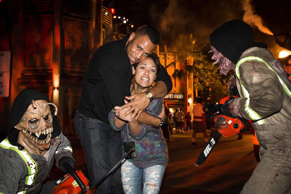 'Empire’ actor Trai Byers held on tight to protect his co-star and girlfriend Grace Gealey. (Courtesy of NBC Universal)