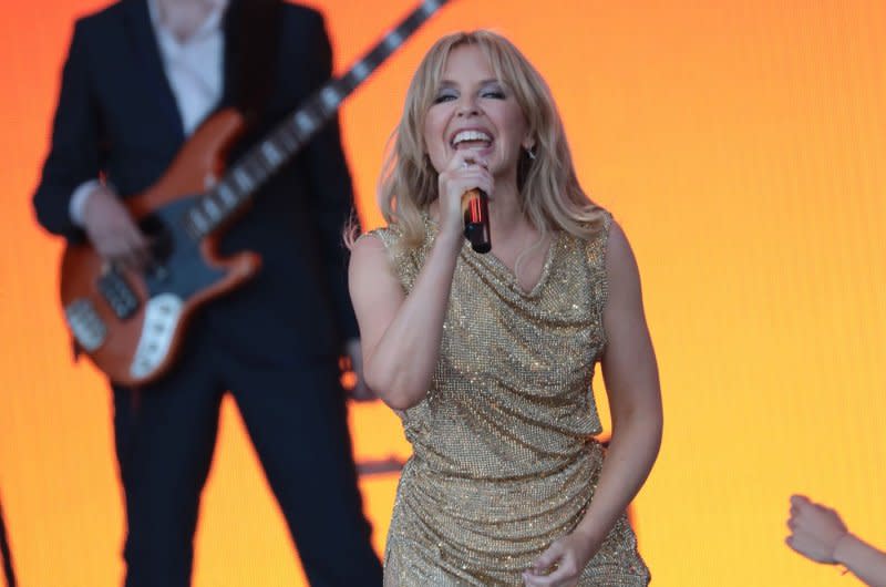 Kylie Minogue released "Tension," the title track from her forthcoming album of the same name. File Photo by Hugo Philpott/UPI