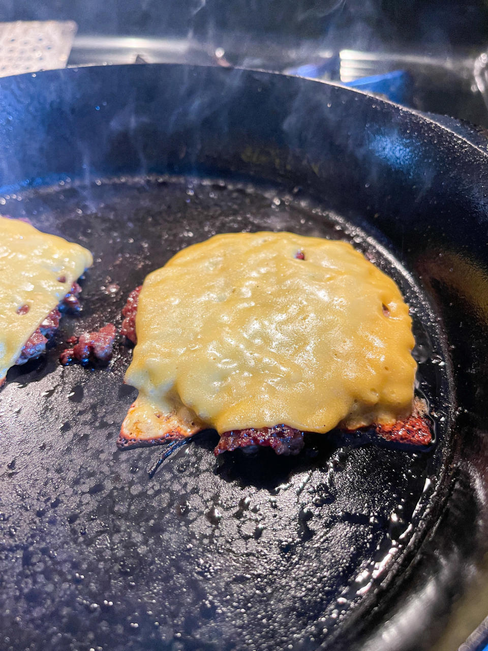 crispy golden brown edges on burger