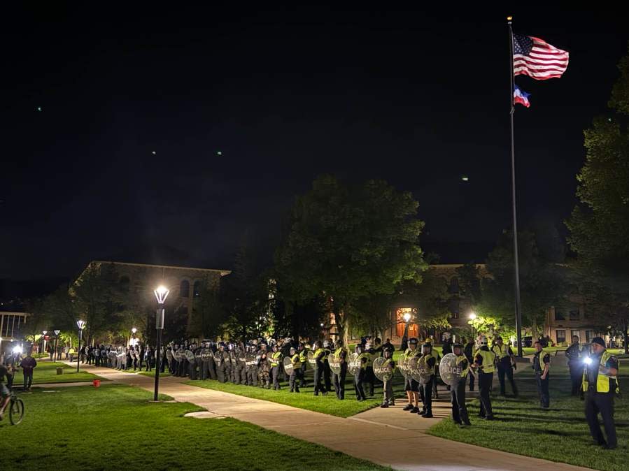 Hundreds of students and community members gathered on the University of Utah campus on April 29, 2024. The demonstrators were protesting in support of Palestine and some set up tents, saying they would not leave until their demands were met. (Jay Jensen)