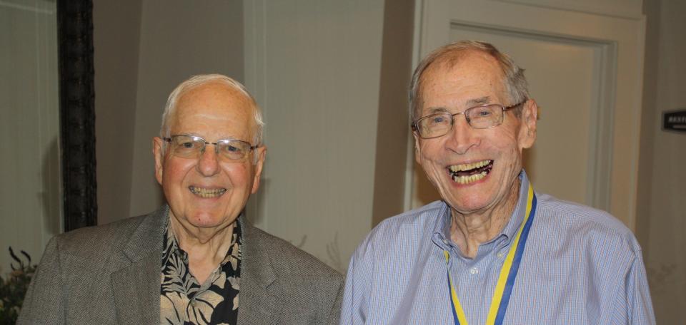 Alliance Rotary Club members Dick Campbell, left, and Herb Spear were granted Honorary Rotarian status during the organization’s annual installation dinner Wednesday, June 28, 2023, at the Alliance Country Club. The recognition is bestowed upon longstanding Rotary members who have an exemplary record of being active in the club.