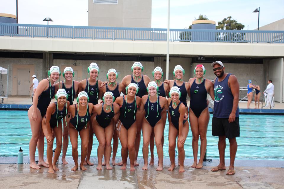 The Exeter Women’s Water Polo Club 18-and-under squad finished 20th overall at last week’s USA Water Polo Junior Olympics in Southern California. The team includes, top right, left to right: top row, left to right: Erin Hirni (Exeter Union High School), Meg Gostanian (Golden West High School), Olivia Machado (Tulare Western High School), Regan Azevedo (Monache High School), Ariana Fregoso (Golden West High School), Ava Lobue (Monache High School), Madison Bounds (Porterville High School), Alicia Fregoso (Biola University), coach Jack Amaral; bottom row, left to right: Anissa Borges (Tulare Union High School), Paulina Cemo (Harmony Magnet Academy), Abigail Summers (Golden West High School), Finnlee Morgan (Redwood High School), Karlie Wanmer (Porterville High School), Nicole Tristao (Tulare Western High School). Not pictured: Ahna Davis (Porterville High School).
