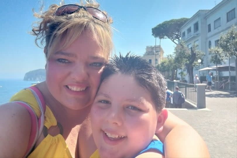 Joshua and mum Lisa on holiday before his diagnosis