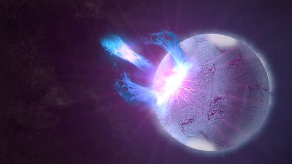 An artist's conception of a type of neutron star called a magnetar.