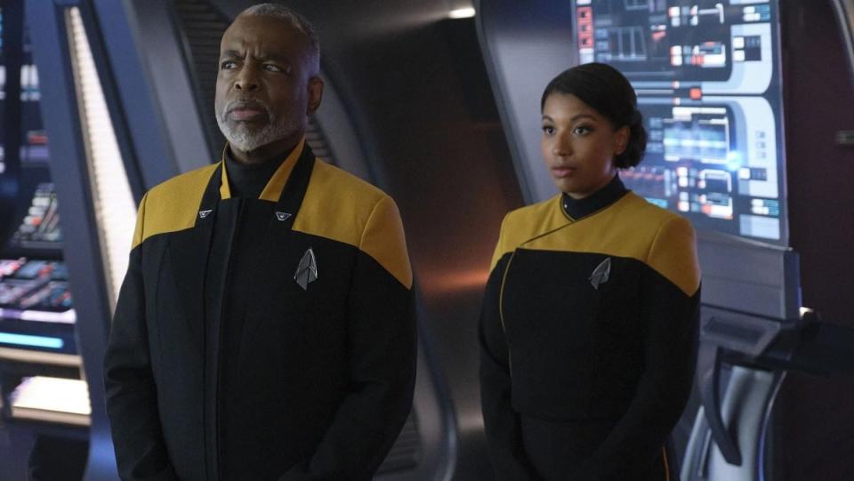 LeVar Burton and Mica Burton as Geordi and Alandra La Forge on season three of Star Trek: Picard. 