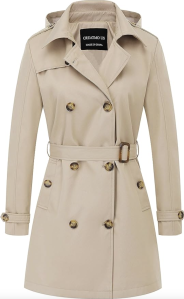 CREATMO US Women's Trench Coat Double-Breasted