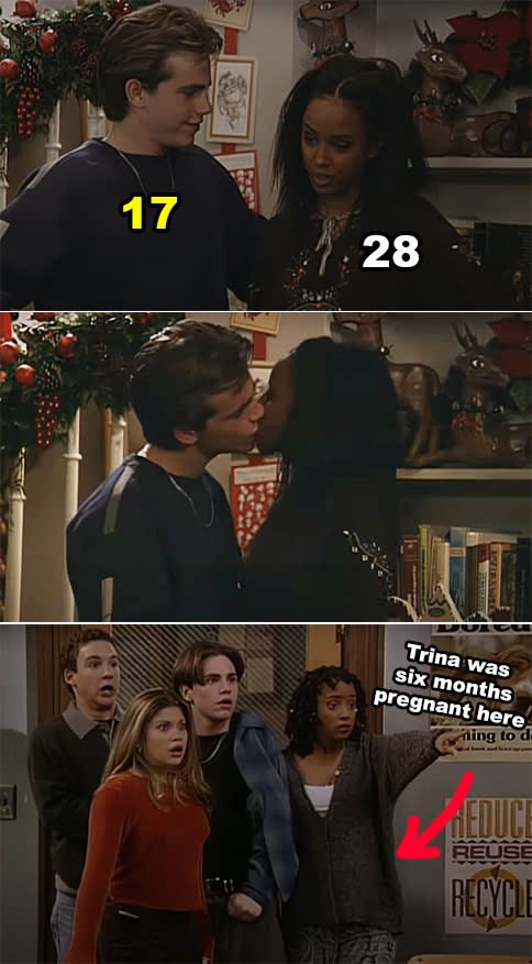 Trina and Rider kissing in at the Matthews' house in "Boy Meets World"