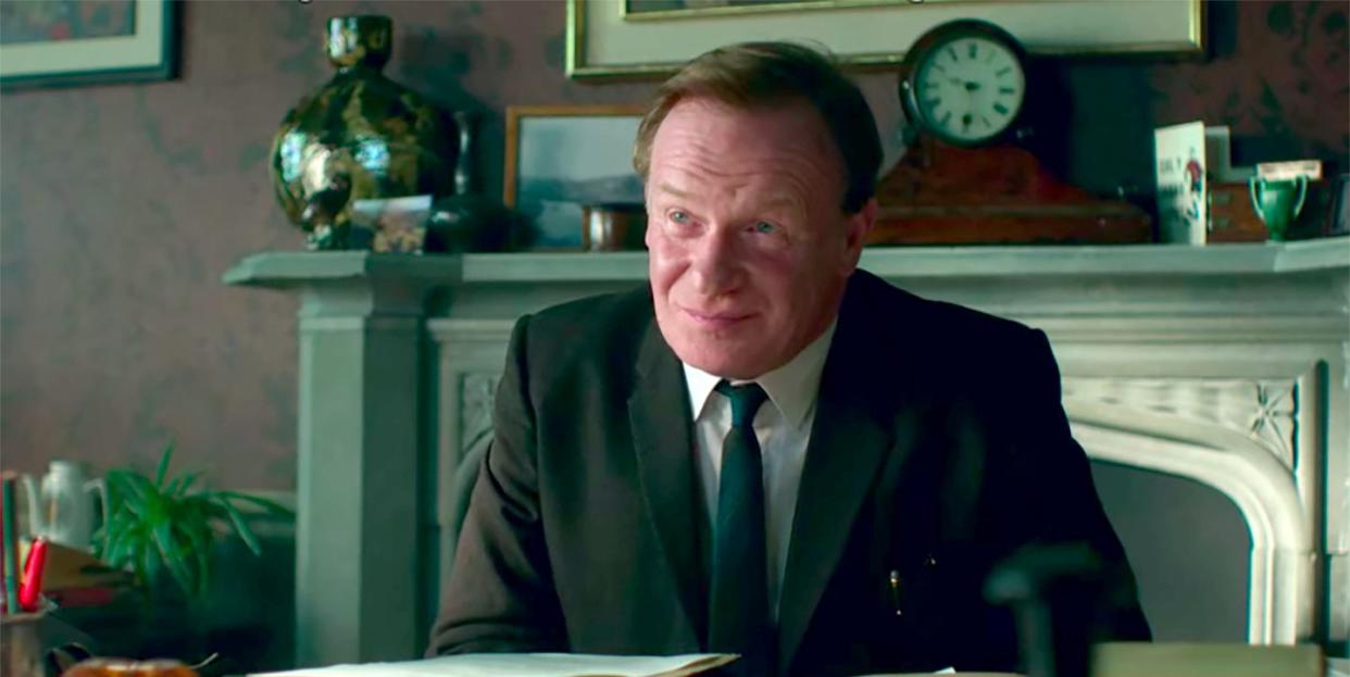 actor mark lewis jones in character as prince charles's welsh tutor, dr edward millward