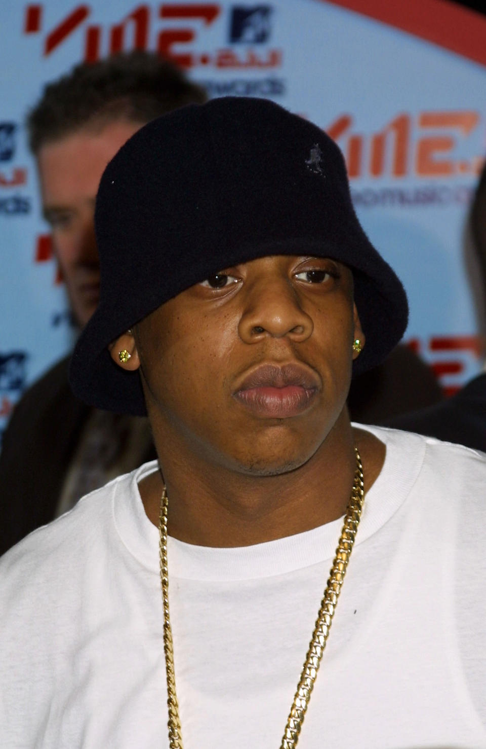 Jay-Z Wearing Kangol Hat And WHite T-Shirt