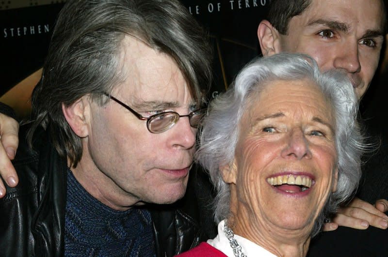 Frances Sternhagen, seen with Stephen King, appeared in three of the author's projects. File Photo by Laura Cavanaugh/UPI