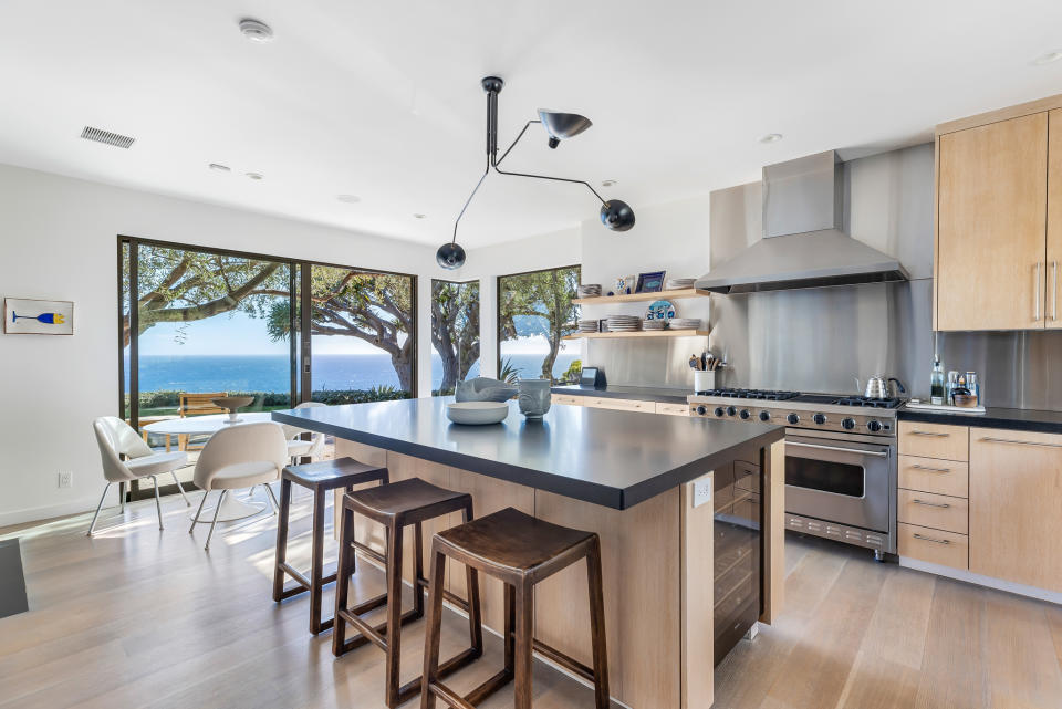 dining room in the malibu home of the star wars producers