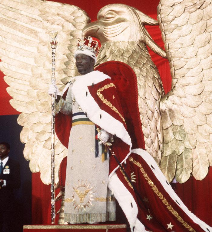 This file picture taken on December 4, 1977 in Bangui shows self-proclamed Emperor of the Central African Empire Jean-Bedel Bokassa after he crowned himself