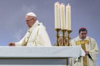 Pope Francis with Swiss Cardinal Kurt Koch, celebrates the Holy Mass at Palexpo hall in Geneva, Switzerland June 21, 2018. Martial Trezzini/Pool via REUTERS