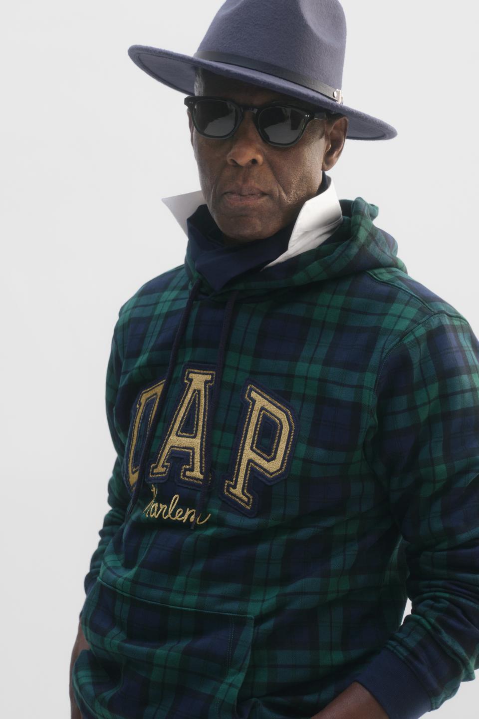 One of the Dap hoodies modeled by Dapper Dan for Gap.
