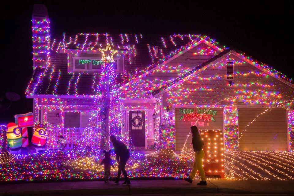 34,200 Christmas lights cover the home of Shawn Long and Shauna Rosenthal on Tienda Drive near Mills Avenue  in Lodi. CLIFFORD OTO/ THE STOCKTON RECORD