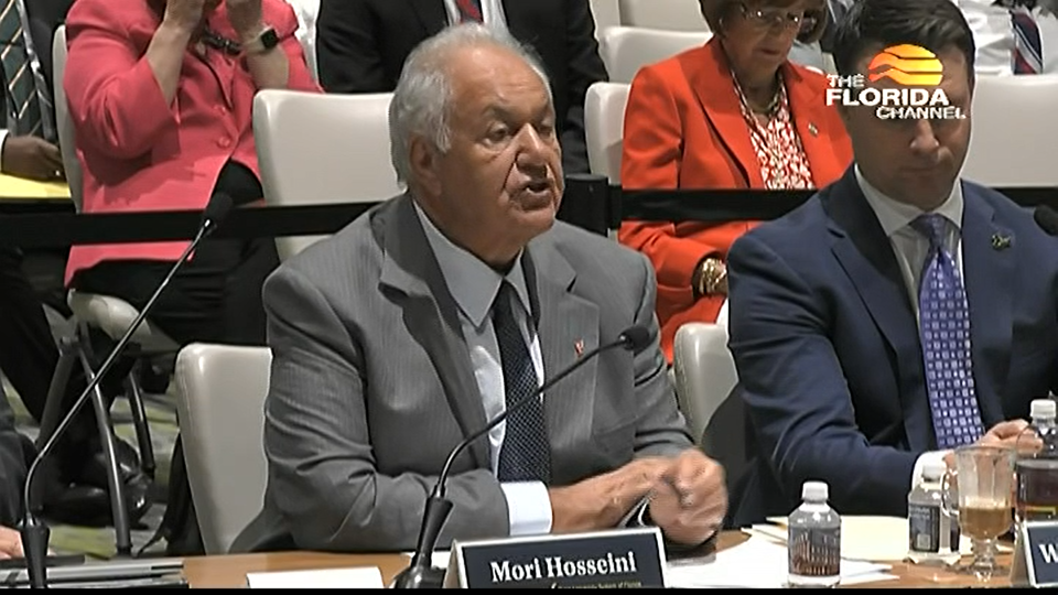 Chairman for the University of Florida Board of Trustees Mori Hosseini speaks before the Board of Governors during the confirmation hearing to appoint U.S. Ben. Sasse, R- Neb., as the university's 13th president.