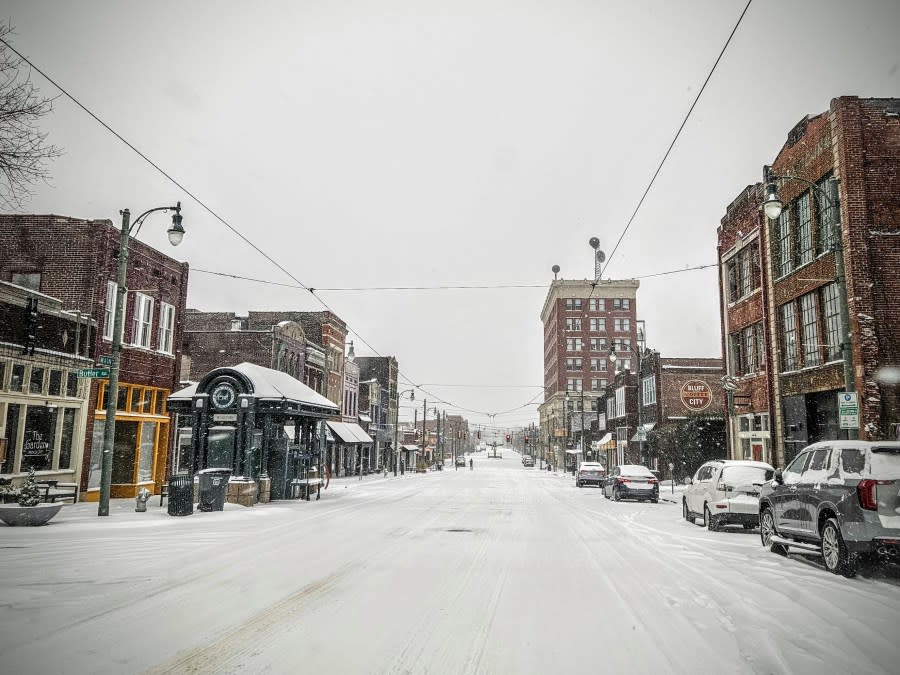 South Main Street in the snow