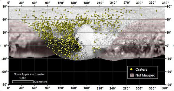 By counting craters across Pluto, scientists determined that some regions of the dwarf planet are as young as 10 million years old while others are nearly as old as the 4.5-billion-year-old solar system.