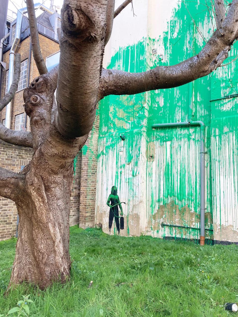 The artwork appeared on the wall on Sunday (Ella Nunn/PA Wire)