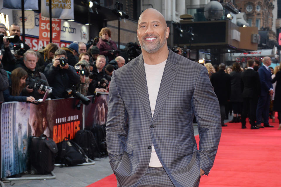 Dwayne "The Rock" Johnson attends the European premiere of "Rampage" on April 11, 2018, in London. (Photo: David M. Benett/Dave Benett/WireImage)