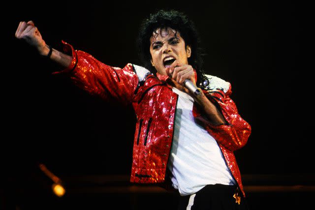 <p>Kevin Mazur/WireImage</p> Michael Jackson in concert circa 1986.