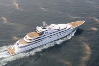 <p>Launched in 2012, the yacht formerly known as <em>Topaz</em> stretches 483.1 feet long and reaches speeds up to 19.5 knots. And with interiors by the renowned <a href="http://www.terencedisdale.co.uk/" rel="nofollow noopener" target="_blank" data-ylk="slk:Terrence Disdale;elm:context_link;itc:0;sec:content-canvas" class="link ">Terrence Disdale</a>, you know this behemoth is as spectacular on the inside as its exterior. It’s equipped with an on-deck Jacuzzi, double helicopter landing pad, swimming pool, fitness center, cinema room, and a snazzy conference room. A+ is reportedly owned by Sheikh Mansour, deputy prime minister of the UAE, and can accommodate up to 62 guests and 79 crew members.</p>