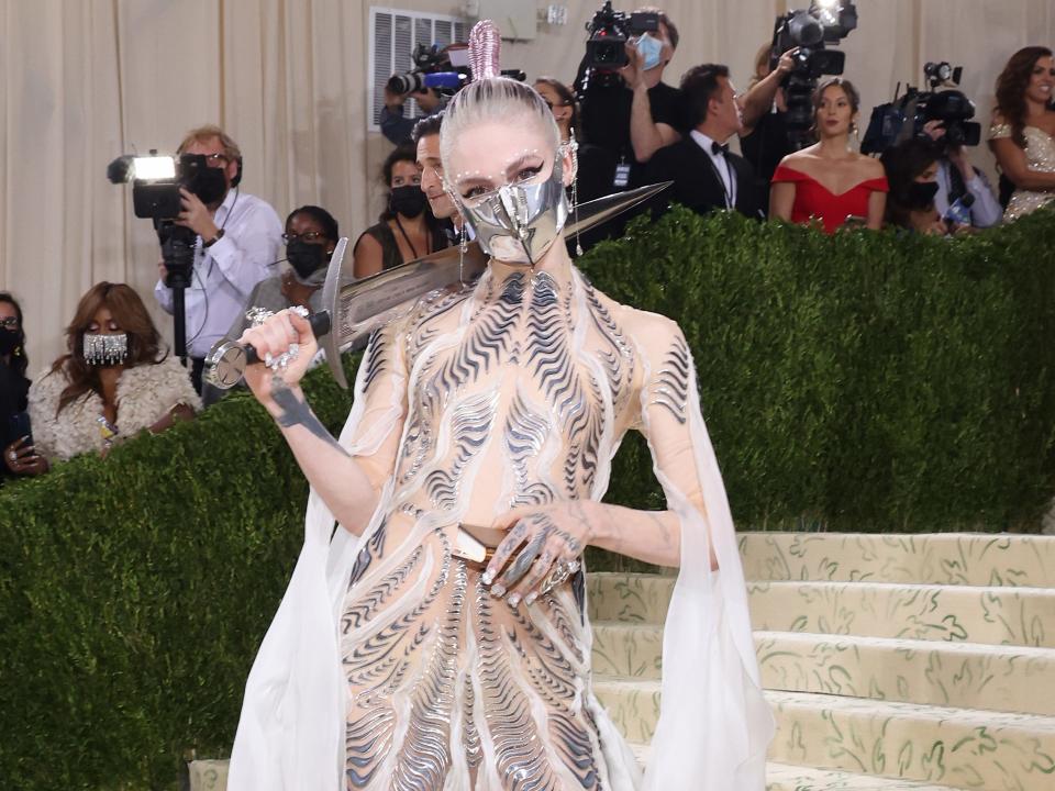 Grimes attends the 2021 Met Gala benefit "In America: A Lexicon of Fashion" at Metropolitan Museum of Art on September 13, 2021 in New York City.