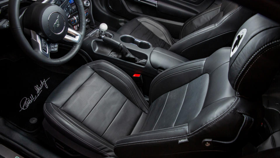 The interior of a Shelby Centennial Edition Mustang.